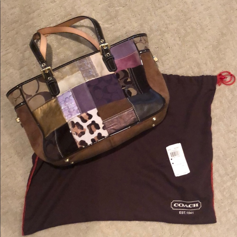 Coach Holiday Patchwork Tote.